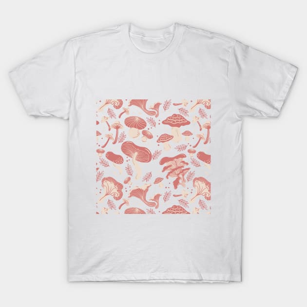 Mushroom Fall Pattern T-Shirt by LittleMissy